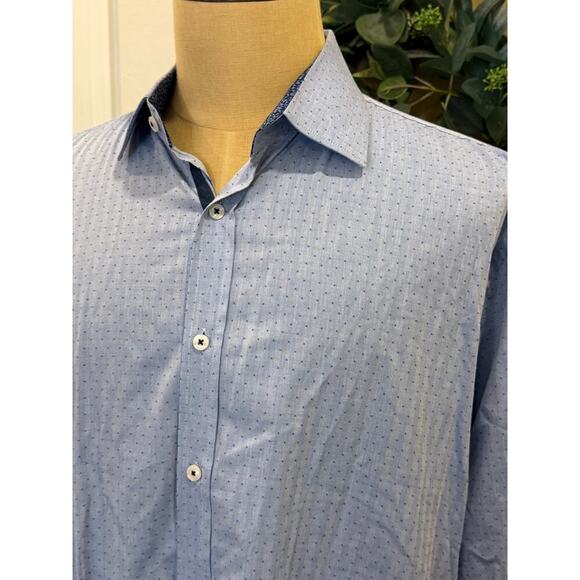 ENGLISH LAUNDRY Blue Cotton/Spandex Button Down Shirt 17 1/2 XXL 2XL - Picture 2 of 11